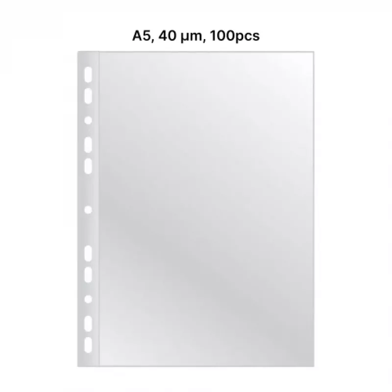 AD Class PUNCHED POCKET Kristallklar A5 40 µm, Beutel mit 100 Stück