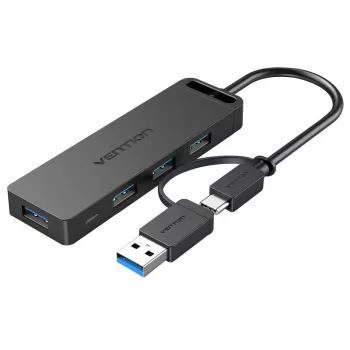 Vention 4-Port USB 3.0 Hub mit USB-C & USB 3.0 2-in-1-Schnittstelle und Stromversorgung 0,15M ABS Typ
