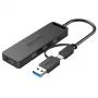 Vention 4-Port USB 3.0 Hub mit USB-C & USB 3.0 2-in-1-Schnittstelle und Stromversorgung 0,15M ABS Typ