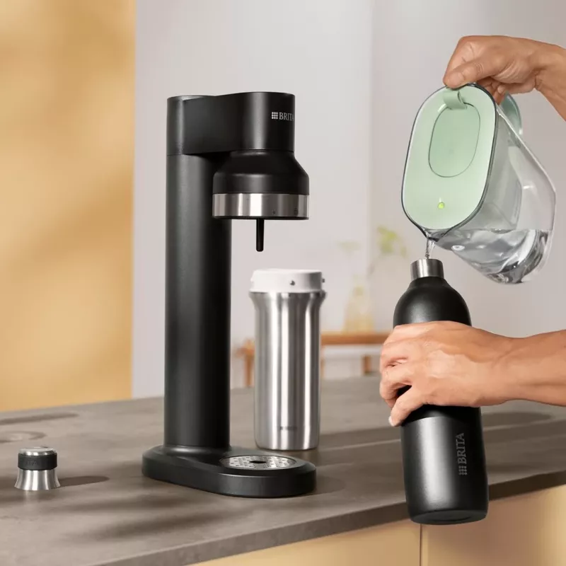 BRITA Karbonisierflasche 650 ml, Edelstahl, schwarz, spülmaschinenfest