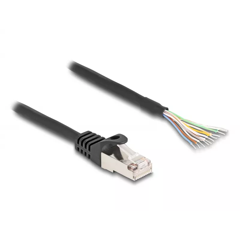 DeLOCK Kabel RJ50 Stecker auf offene Kabelenden S/FTP 0,25 m schwarz