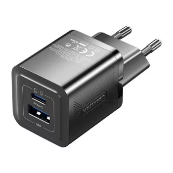 Vention FEQB0-EU Innenraum-AC-Schnellladegerät 30W, 1x USB-C, schwarz — für Smartphone, Tablet, Smartwatch, Kopfhörer