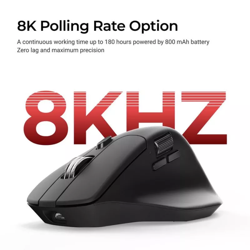 Maus Keychron M6 Rechtshändig Universal — Optisch, RF Wireless + Bluetooth + USB-C, 30000 DPI, Schwarz