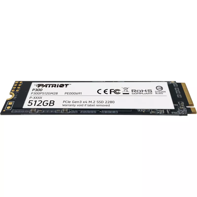 Interne SSD PATRIOT P300 512 GB M.2 PCIe NVMe — Lesen 1700 MB/s, Schreiben 1200 MB/s, 3D NAND, 3,8 mm, TBW 240