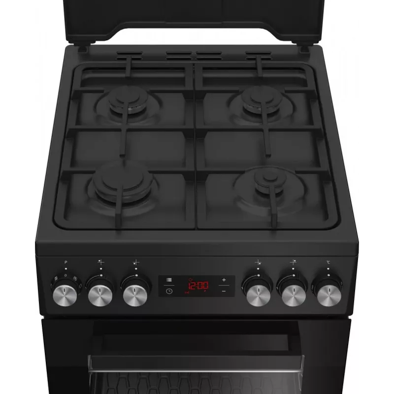 Freistehender Herd BEKO FSM52331DBDS, Gaskochfeld 4 Brenner (2900/2000/2000/1000 W), Elektrobackofen 60 L, 60 cm, Energieeffizienzklasse A, schwarz