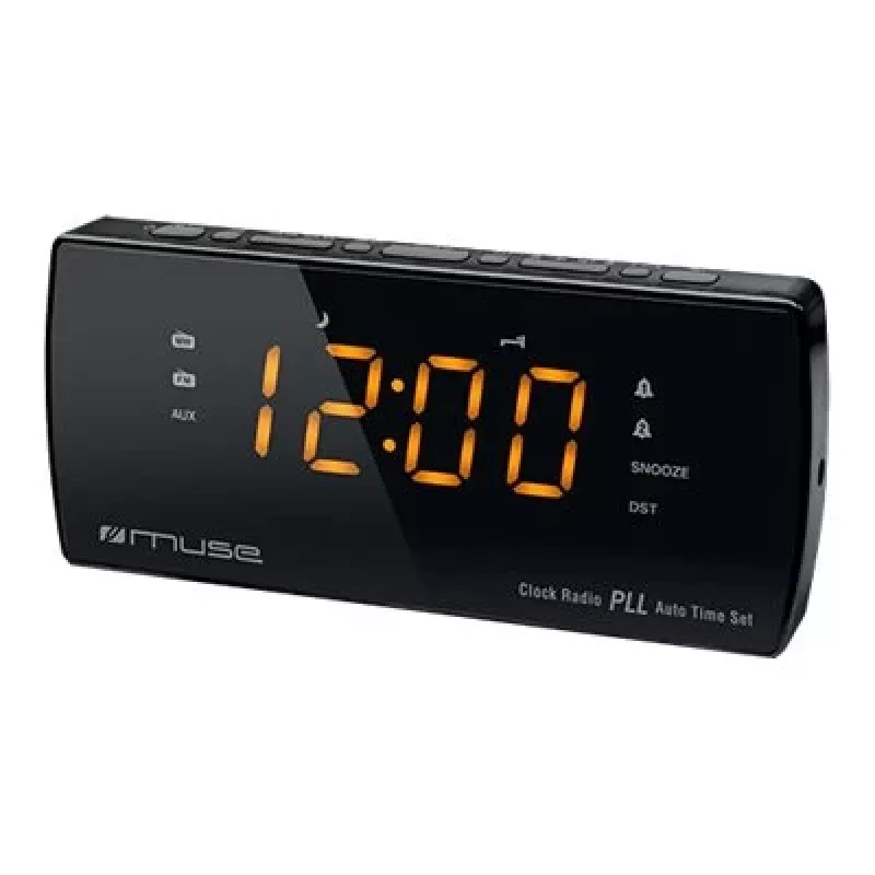 Weckerradio Muse M-185 CR — FM/MW, 0,9-Zoll-LED-Anzeige, AC 230V mit AAA-Batterie-Backup, schwarz