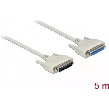 Serielles Kabel DELOCK 83214 — D-Sub 25-polig auf D-Sub 25-polig, beige, 5 m
