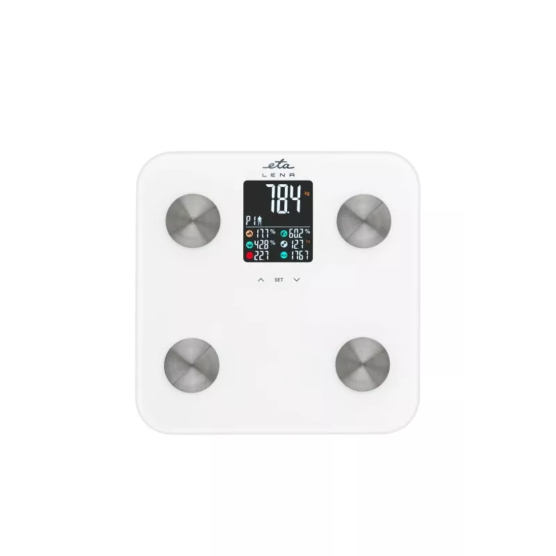 ETA Personenwaage | ETA378190000 Lena | Maximale Belastbarkeit 180 kg | Genauigkeit 100 g | Body-Mass-Index (BMI) Messung | Weiß