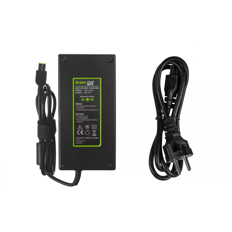 Netzteil Grün Cell AD117P 170W 20V 8,5A für Lenovo-Laptops, Innenbereich AC/DC, schwarz