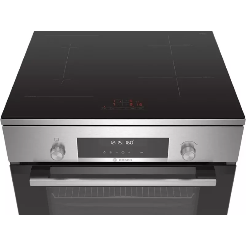 Bosch Herd HLS79Y351U Serie 6 Kochfeld Induktion, Backofen Elektro, Edelstahl, Breite 60 cm, Grillen, LCD, 63 L, Tiefe 60 cm