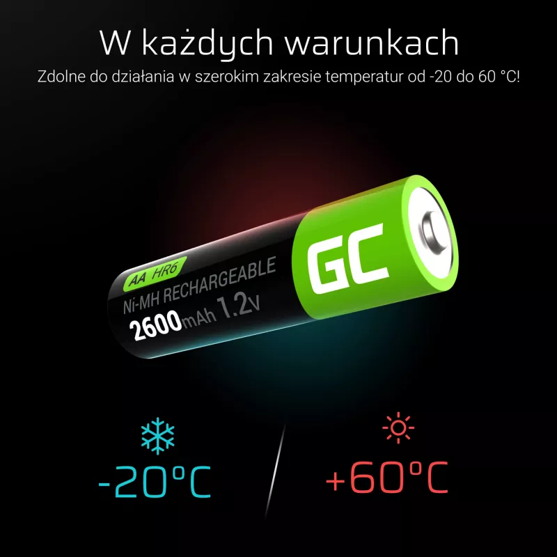 Wiederaufladbarer Akku Grün Cell GR01 AA NiMH 1,2 V 2600 mAh, 4 Stück, grün