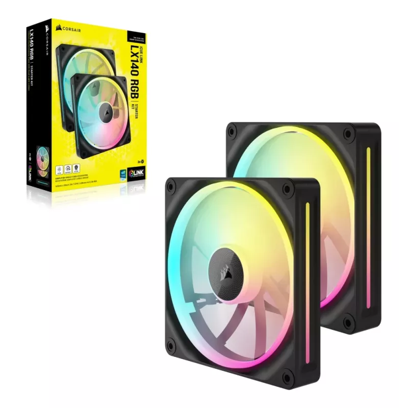 CORSAIR iCUE Link LX140 ARGB 140mm Gehäuselüfter – 2er-Pack, Schwarz