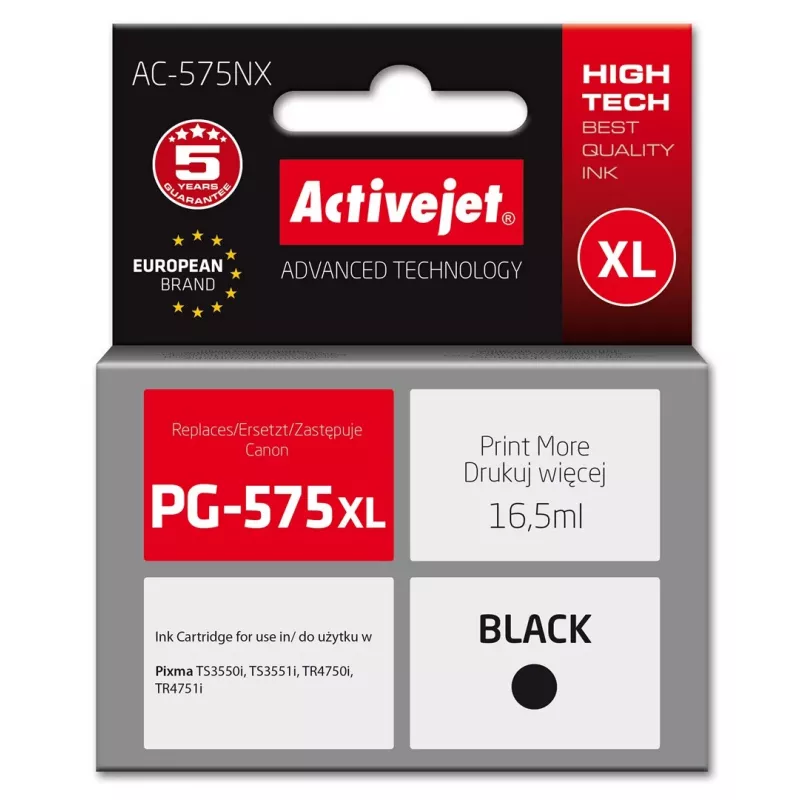 Activejet AC-575NX Tinte für Canon-Drucker, Ersatz für Canon PG-575XL; Supreme; 16,5 ml; schwarz