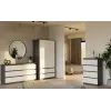 Kleiderschrank top e shop MALWA SS-90, 90×180×50 cm, anthrazitfarbener Rahmen, weiße Drehtüren, 2 Schubladen, Laminat 16 mm