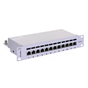 Patchpanel LANBERG PPF6-9012-S, 12-Port, Metall, grau, 1HE, 215×130×44.5 mm
