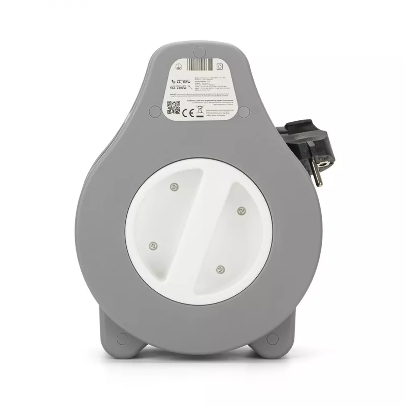 Kabeltrommel MONTIS MT188-10 10 m Kabel, 2 AC-Steckdosen, grau