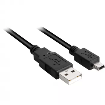 USB 2.0 Kabel, USB-A Stecker > Mini-USB Stecker (schwarz, 0,5 Meter, doppelt geschirmt)