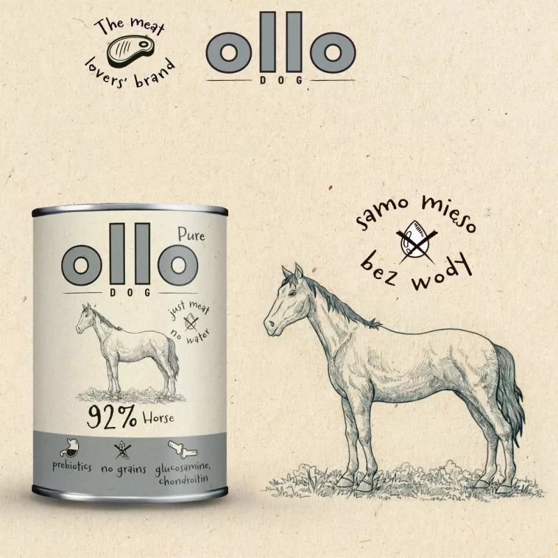 OLLO Pure Horse - Nassfutter für Hunde - 400g