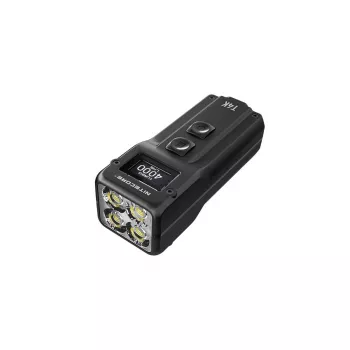 Schlüsselanhänger-Taschenlampe Nitecore T4K — 4 LEDs, 1000 lm, USB-aufladbar, IP54, stoßfest, 82,3 mm, 77 g