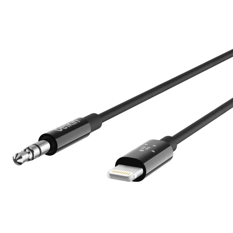 Belkin Kabel Lightning auf Kopfhöreranschluss - Lightning männlich bis Stereo Mini-Klinkenstecker männlich - 91.4 cm - Schwarz - für Apple iPhone (Lig