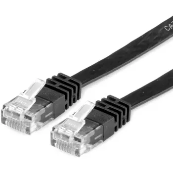 VALUE - Patch-Kabel - RJ-45 (M) auf RJ-45 (M) - 2 m - UTP - CAT 6a - Halogenfrei, vergossen, verseilt, flach - Schwarz (21.99.0822)