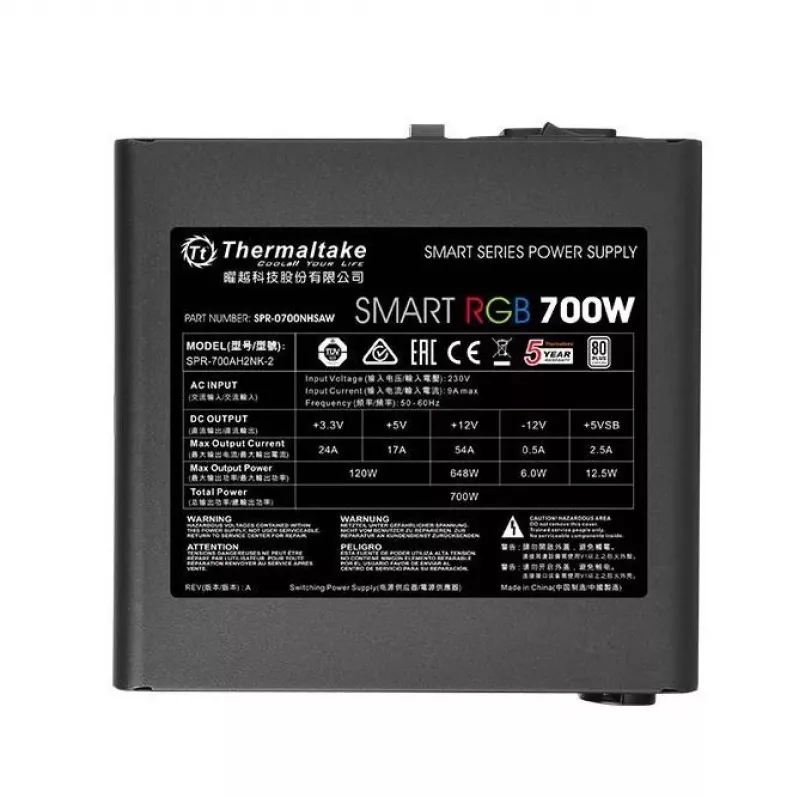 Netzteil Smart 700W RGB, 80PLUS, 230V EU, 2xPEG, 120mm, Single Rail