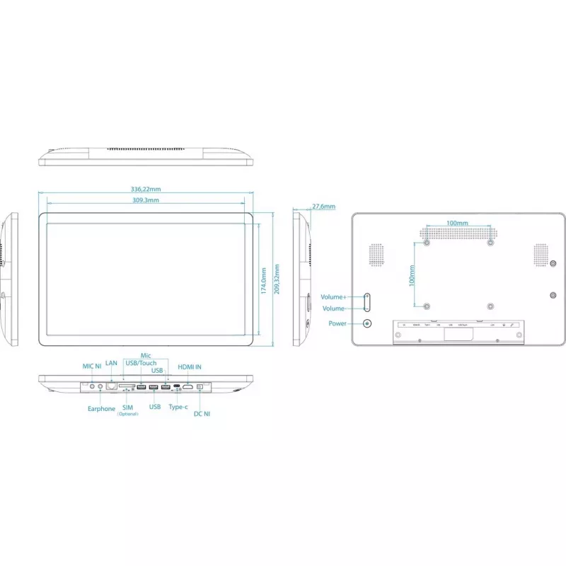 14-Zoll ALLNET ALLSD14RK3588A12B8G Android 12 Display mit RK3588 SoC, NFC und PoE