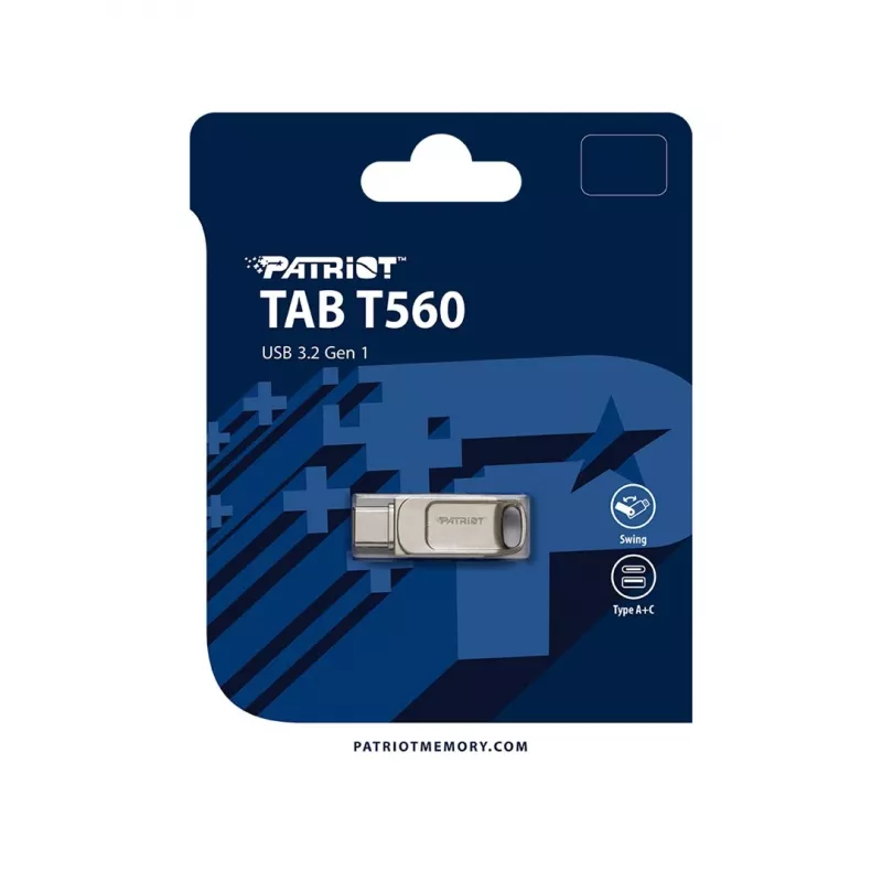 USB-Flash-Laufwerk PATRIOT PS128GT560DS5D 128 GB USB 3.2 (USB-A / USB-C) Swivel Zinklegierung Silber