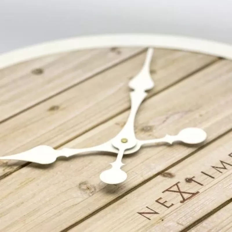 NeXtime klok 3134wi Plank, Ø50 cm, Wand, Weiß