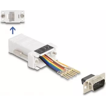 DeLOCK D-Sub 9-polig Stecker auf RJ45 Buchse Montagesatz weiß VGA RJ-45
