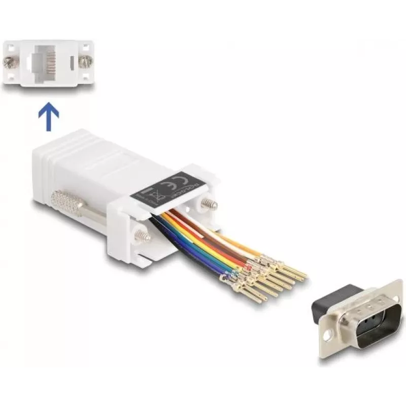 DeLOCK D-Sub 9-polig Stecker auf RJ45 Buchse Montagesatz weiß VGA RJ-45