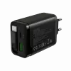 Ladegerät CANYON OnCharge 65RC mit integriertem USB-C-Kabel, 65 W, 1x PD, 1x QC, EU-Stecker, Schwarz