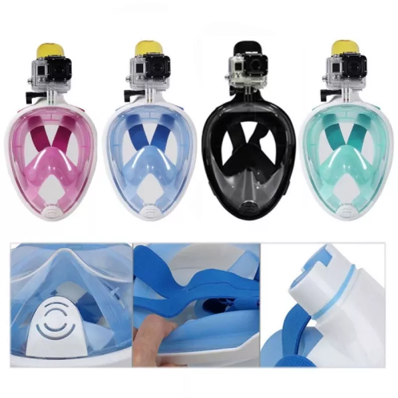 Vollgesichts-Schnorchelmaske Free Breath M2068G L/XL Blau — Vollansicht, Größe L/XL