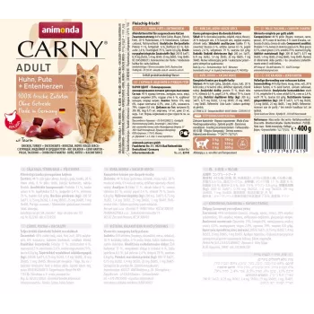 ANIMONDA Carny Adult Huhn, Pute, Entenherzen - Nassfutter für Katzen - 400g