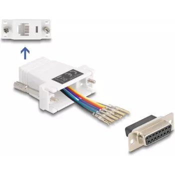 DELOCK Kabeladapter D-Sub 15 auf RJ12 weiß, Modell 67088