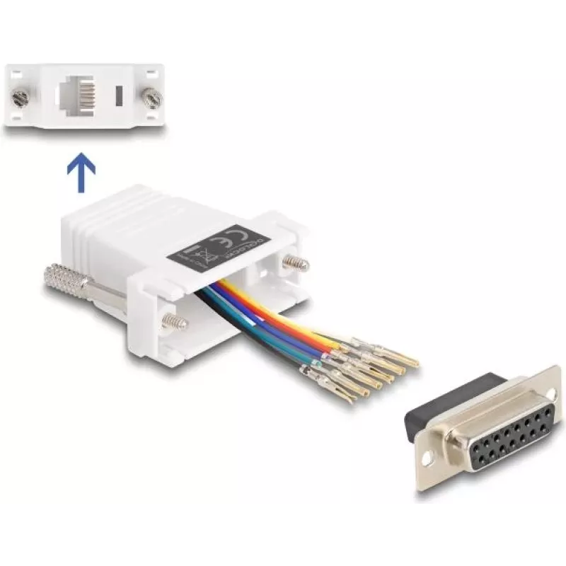 DELOCK Kabeladapter D-Sub 15 auf RJ12 weiß, Modell 67088