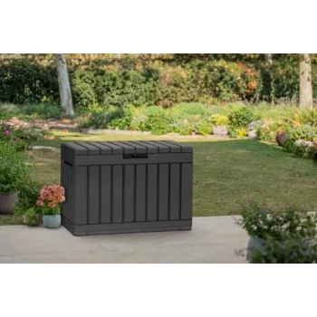 Aufbewahrungsbox für den Außenbereich Keter Kentwood 190L — 190 Liter, Graphit, Klapptür, 823×457×577 mm