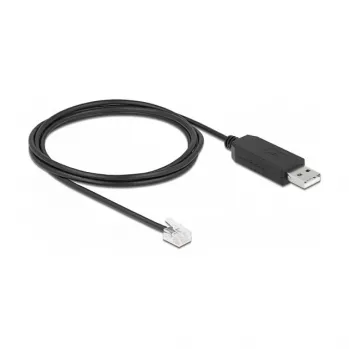 Adapterkabel DeLOCK USB Typ-A auf Seriell RS-232 RJ12 ESD-Schutz 2 m Schwarz