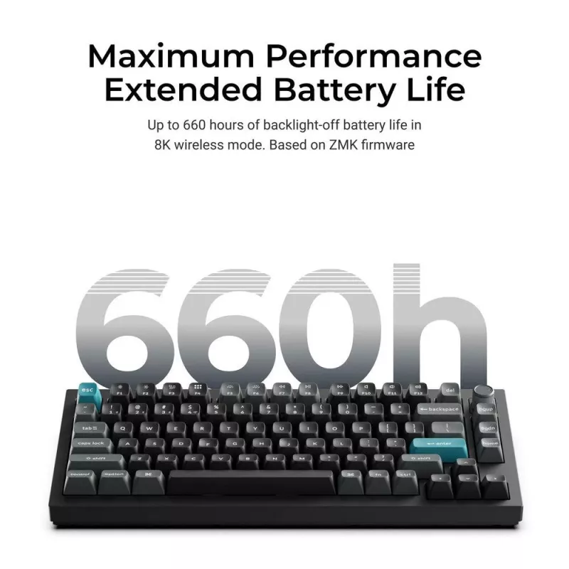 Mechanische Tastatur Keychron Q1 Ultra 8K — 75% Layout, USB + RF Wireless + Bluetooth, RGB, Schwarz