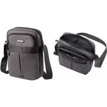 Umhängetasche LIGHTPAK EPSILON Polyester grau mit verstellbarem Schultergurt