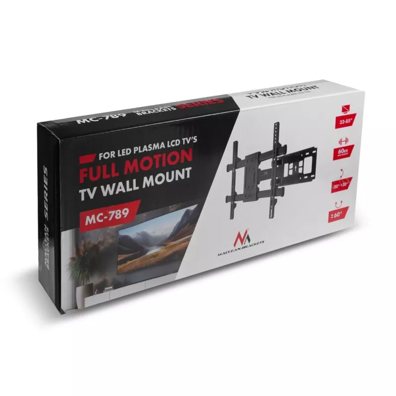 TV-Halterung MACLEAN MC-789 für 32–85 Zoll Bildschirme, VESA 400x200, neigbar, 60 kg Tragkraft, schwarz