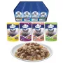 Nassfutter für Katzen PREVITAL Cat Food Mix 4 Sorten — Huhn, Kalb, Lachs, Geflügel, 96 x 100 g Beutel (9,6 kg, adult)