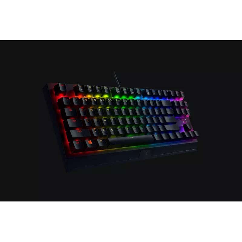 Mechanische Gaming-Tastatur Razer SchwarzWidow V3 Tenkeyless — USB, QWERTY US, Razer Gelb Switches, RGB-Hintergrundbeleuchtung, schwarz