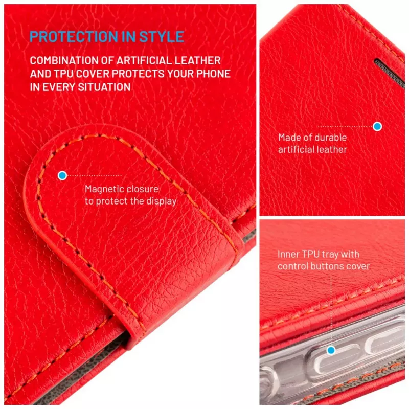 FIXED Leder-Buchetui für Samsung Galaxy A36 5G – rot, Front- und Rückseitenschutz, präzise Aussparungen
