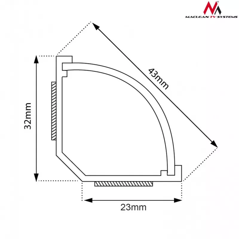 Kabelkanal flexibel MACLEAN MCTV-575 für Boden, weiß, 1,5 m, Breite 43 mm, Höhe 2,3–3,2 cm