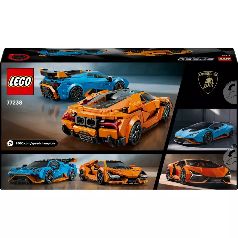 Bausatz LEGO Speed Champions Set 77238 — Lamborghini Revuelto & Huracán STO, 607 Teile, 2 Minifiguren, empfohlenes Alter 10+