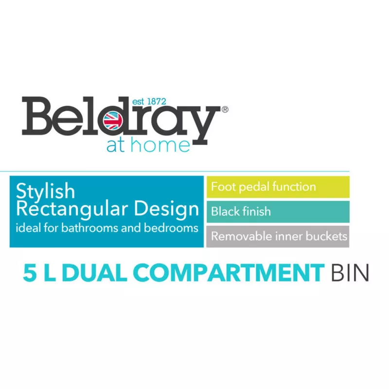 Beldray Dual Compartment Bin LA035235BLKFEU7 5 Litre Black