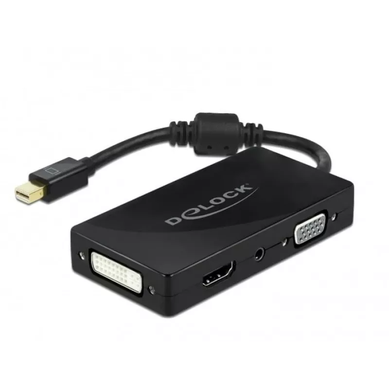 DeLOCK Mini DisplayPort 1.2 auf VGA HDMI DVI Audio 4K passiv schwarz