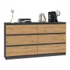 Kommode Top e Shop M6 140 ANT/ART, 6 Schubladen, Anthrazit Eiche, 1380×750×400 mm