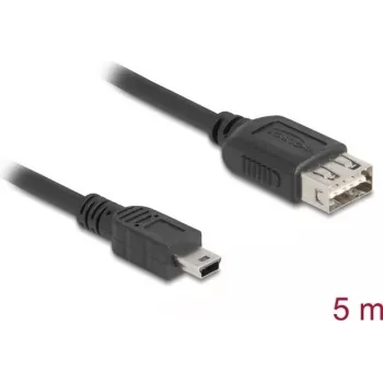 DeLOCK USB-Kabel USB 2.0 5m Mini-USB B USB A Schwarz
